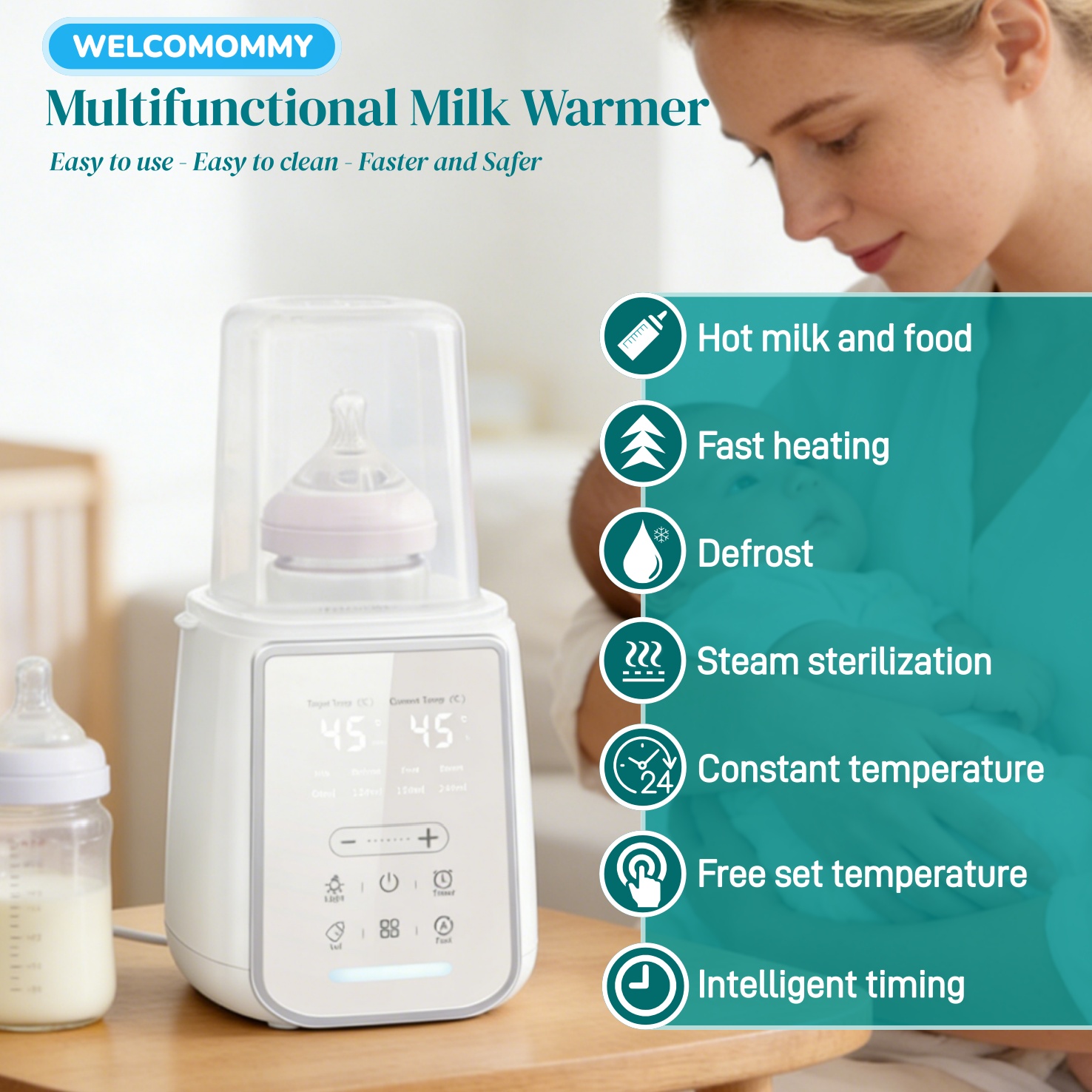 Baby Food Warmer - 8'i 1 Arada Biberon Anne Sütü