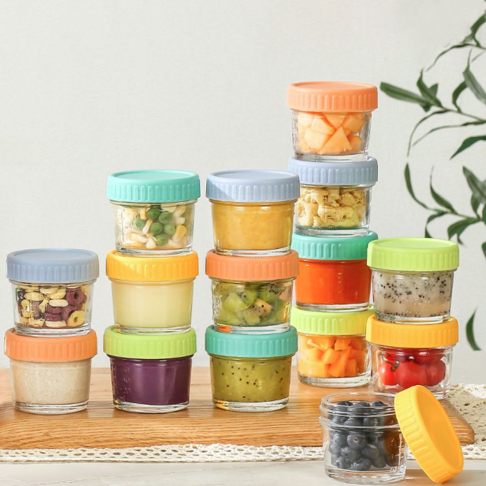 Baby Food Jars - 6 adet cam bebek maması kavanozu